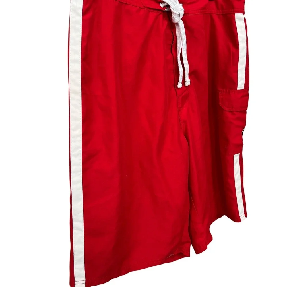 NFL Team Apparel San Francisco 49ers Board Shorts Mens XXL Red White Stripd Logo